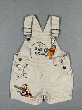 Vintage Disney Winnie the Pooh and Friend Fly Ball Baseball Overalls 12 Months